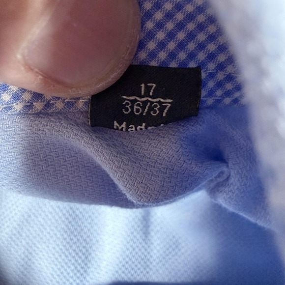 Tailorbyrd Shirt Mens 17 36/37 Blue Non Iron Trim Fit Long Sleeve Dress Shirt - Picture 5 of 9